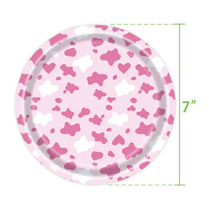 Ensemble de décoration de table pour fête d'anniversaire sur le thème de la vache rose, fournitures de pique-nique jetables pour enfants, occasion d'anniversaire de 5 à 7 ans - Product Image 4