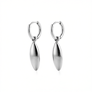 Amy Amy – boucles d'oreilles en acier inoxydable plaqué argent, forme de goutte d'eau, Style classique, bijoux pour femmes, cadeau PE0154 - Product Image 3