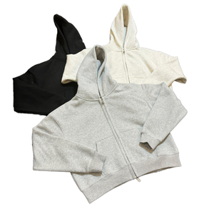 Sudadera con capucha y cremallera de algodón 100% de alto gramaje para hombre, estilo oversize y corte holgado, con forro polar, ideal para otoño. - Product Image 1