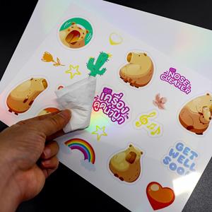 Hoja de Etiquetas Holográficas de PET Transparente, Forma Irregular, Impresas con UV, Etiquetas para Regalos y Manualidades para Impresora de Inyección de Tinta - Product Image 4