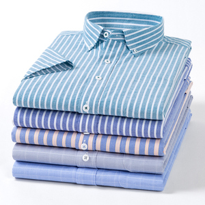 Camicia Oxford 100% Cotone Casual da <span class=keywords><strong>Uomo</strong></span> a Quadri a Maniche Corte Antipiega, <span class=keywords><strong>Taglie</strong></span> 2XL, per Inverno ed Estate - Product Image 3