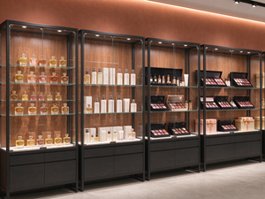 Estantes de Exhibición de Cosméticos Personalizados con Iluminación LED y Vitrina de Madera para Maquillaje, para Tiendas de Belleza y Cuidado de la Piel - Product Image 6