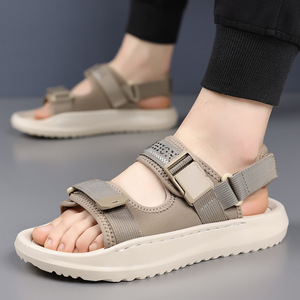 Sandalias Planas con Punta Abierta, Parte Superior Textil, Suela de EVA Antideslizante, Sandalias Casuales de Verano con Cierre de Velcro para Hombre - Product Image 2
