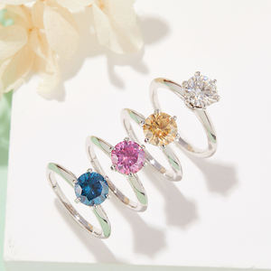 S925 Silver Plated 1.5 Karat D Light Arm Home Female Ring with Six Claw Platinum & Mosan Diamond Elegant Six Claw Design - Product Image 6