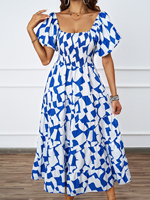 Robe d'été 2026 pour femme, imprimé floral, épaules dénudées, mini-robe sexy taille haute avec manches bouffantes