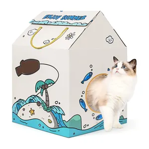 Les ventes directes d'usine peuvent supporter un chat en gros personnalisé grande maison de chat en carton d'intérieur