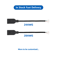Connecteur USB femelle 4 cœurs 0,3 m 28AWG pour transfert de données, flashage et débogage de téléphones et tablettes
