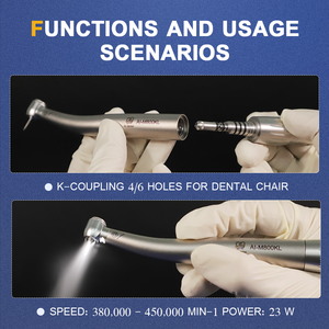 <span class=keywords><strong>Mini</strong></span> turbina de aire de cabeza AI-M800KL, pieza de mano Dental de turbina de aire de alta velocidad, acoplamiento K de cuerpo de titanio de potencia de 23W para fresa FG - Product Image 5