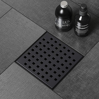 Mondeway WATERMARK UPC Certifié Grille de drainage carrée moderne pour douche d'hôtel en acier inoxydable 304 noir mat de 6 pouces