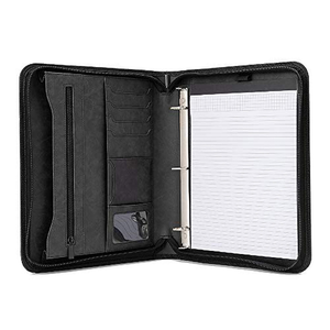 Carpeta organizadora de viaje con cremallera de cuero <span class=keywords><strong>A4</strong></span>, personalizada, desmontable, 3 anillos, Bloc de notas, portafolio de documentos - Product Image 5
