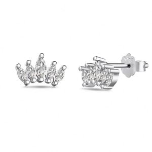 Dylam Stylish Tiny S925 <b>Silver</b> Rhodium 18K Gold Plating Dress up Marquise 5A Cubic Zirconia Sparkle <b>Crown</b> Shape Stud Earrings - Product Image 1