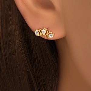 Boucles d'oreilles cerises délicates en zircon cubique plaqué or 18 carats pour femmes, bijoux fantaisie en gros - Product Image 5