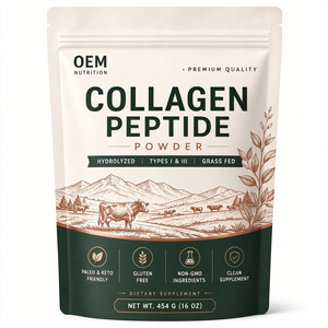 Poudre de collagène OEM ODM 454g, 37 portions, 12g par portion, issue de bovins nourris à l'herbe, sans arôme, se dissout facilement - Product Image 1