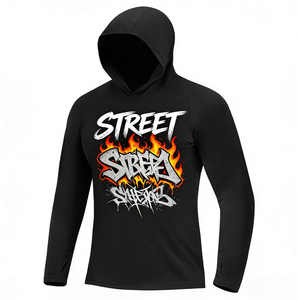 Multi Color <b>Flame</b> Print Hooded Sun <b>Shirt</b> Quick Dry UV Block Outdoor Sports Fishing Cycling Rash Guard For Unisex - Product Image 4