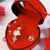 Ensemble montre et collier en acier inoxydable et alliage de zinc, motif diamant et amour, impression UV, pour femme, cadeau pour la Fête des Mères, la Journée de la Femme, 520, pour maman