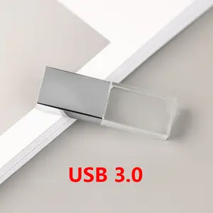 Benutzer definierte Luxus Glas Cle USB 3.0 U Disk Pen drive Stick 4 8GB 16GB 32GB 64GB 128GB 256GB Pen Drive Crystal Memoria USB-Flash-Laufwerk