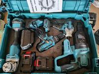 Ensemble d'outils électriques sans fil au lithium 21V sans balais 4-en-1 : Perceuse à percussion, Clé à chocs, Meuleuse d'angle, Mallette de transport robuste pour usage industriel, bricolage et OEM