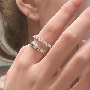 แหวนเงินแท้ S925 ประดับเพชรระยิบระยับ ดีไซน์หรูหรา สง่างาม พร้อมสร้อยคอแฟชั่นแบบเลเยอร์ประดับเพชรเต็มเส้น - Product Image 5