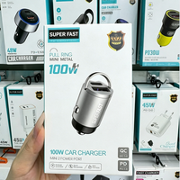 Chargeur de voiture mini en métal 100W PD3.0+QC3.0, charge rapide super rapide, chargeur de voiture double port, allume-cigare à charge rapide