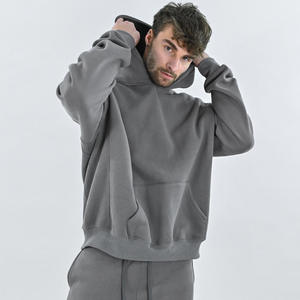 Yüksek kalite 500 GSM pamuk kalın boş düz ağır boy Hoodies hiçbir dize Unisex özel Logo artı boyutu erkek Hoodies - Product Image 3