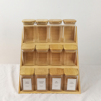 Bocal de conservation carré en verre borosilicate de 120 ml de qualité alimentaire avec couvercles hermétiques en bambou, options en plastique pour bonbons et aliments pour bébés