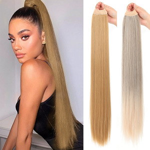 Nueva Extensión <span class=keywords><strong>de</strong></span> <span class=keywords><strong>Cabello</strong></span> <span class=keywords><strong>de</strong></span> Fibra Sintética <span class=keywords><strong>de</strong></span> Alta Temperatura con Aspecto Natural, Cola <span class=keywords><strong>de</strong></span> Caballo con Anillo Elástico <span class=keywords><strong>para</strong></span> Uso Diario y Fiestas - Product Image 1