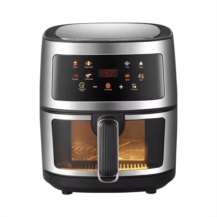 Wholesale Best Selling Kitchen Household Healthy No Oil 8L Smart Electric Digital Glass Window Visual Air Fryer