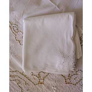 Mantel de Lino Tallado Estilo Art Nouveau Pietrochianese Burano con 12 Servilletas - Product Image 4