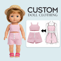 Pakaian Boneka 18-Inci OEM ODM Custom, Set Atasan dan Celana Pendek Berkualitas Tinggi, Aksesoris Pakaian Boneka Desainer