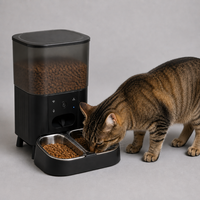 Distributeur automatique intelligent pour animaux de compagnie YAOYUE avec caméra, contrôle des portions programmé par application, 4,5 L, 2 bols en acier inoxydable 304