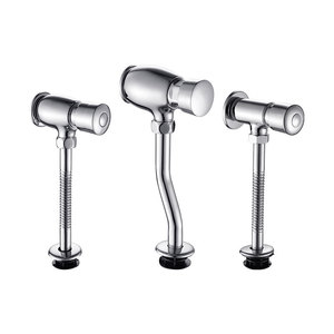 Válvula <span class=keywords><strong>de</strong></span> descarga manual <span class=keywords><strong>de</strong></span> latón cromado con botón pulsador y cierre automático temporizado para urinarios comerciales y baños públicos - Product Image 1