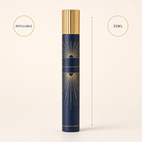 Flacon de parfum vide personnalisé, format stylo fin, 35 ml, avec capuchon côtelé doré, flacons de parfum en verre rechargeables de luxe, vente en gros