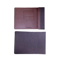 Laptophoes met ingebouwde standaard & 15W Qi draadloze oplader, PU non-woven notebookhoes voor kantoor, oplaadt telefoons en oordopjes