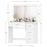 Table de maquillage moderne et simple avec miroir LED, bureau de coiffeuse de luxe haut de gamme pour chambre à coucher, mobilier intégré pour petit appartement