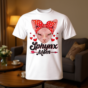 Camiseta Sphynx Mom Cat Lover de manga corta con cuello redondo y estampado digital, regalo del día de la madre para mujer - Product Image 3