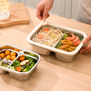 304 Stainless Steel Food Storage <b>Box</b> with Glass Lid, Microwave-Safe, Airtight <b>Compartment</b> <b>Lunch</b> <b>Box</b> - Product Image 4