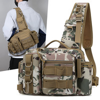 Sac banane multifonctionnel en tissu Oxford avec fermeture à cordon, sac de poitrine, sac pour canne à pêche, sac à dos de pêche grande capacité, tactique