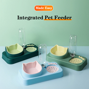 Distribuidor automático direto do alimento do gato/cão da bacia do dobro do alimentador água da fábrica com água plástica para o curso encaixotado