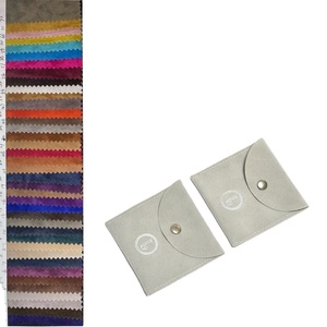 Pochette à bijoux personnalisée de luxe gris clair, mini pochette à bijoux en daim avec rabat et bouton - Product Image 5
