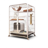 Cage pour chat à 3 niveaux de taille moyenne avec roulettes |   Cage pour animaux de compagnie en métal 60x45x105cm, bac à litière, griffoir, hamac pour chats d'intérieur, toutes saisons