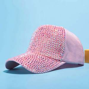 Nueva Gorra de Béisbol con Diamantes, Visera Curva, Gorra Trucker de Malla para Mujer, para Exteriores, con Pedrería - Product Image 3