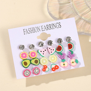 Ensemble de Boucles d'Oreilles en Forme de Fruits Cartoon, Résine Plastique, Bijoux pour Femmes et Enfants, Accessoires de Mode Été 2024 - Product Image 1
