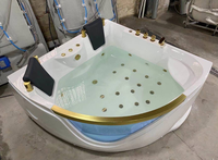 Bak Mandi Whirlpool Akrilik Berdiri Sendiri untuk 2 Orang dengan Pijat Air dan TV untuk Penggunaan Hotel