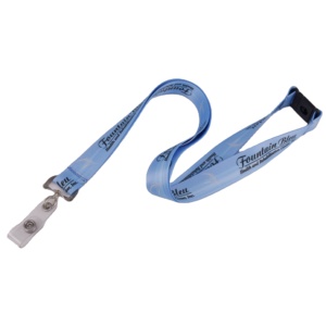 Achat en gros de lanières personnalisées avec porte-<span class=keywords><strong>badge</strong></span> rétractable en tissu polyester durable et clip de sécurité renforcé pour l'école - Product Image 1