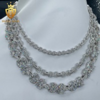 Nouvelle Collection Collier Chaîne à Maillons Infinis et Cubains en Moissanite VVS, Pierres Mélangées Taille Poire 6mm 8mm 13mm