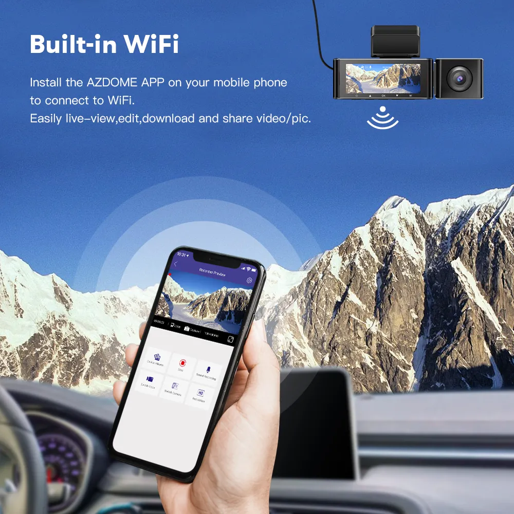 AZDOME M550Pro 4K 3-CH with GPS 5GWiFi Parking Mode   Super Capacitor