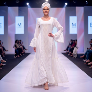 Precioso Vestido Maxi Africano de Algodón Blanco para Mujer, con Mangas Abullonadas, Encaje y Bordado Floral, Transpirable y Ecológico para Verano - Product Image 1