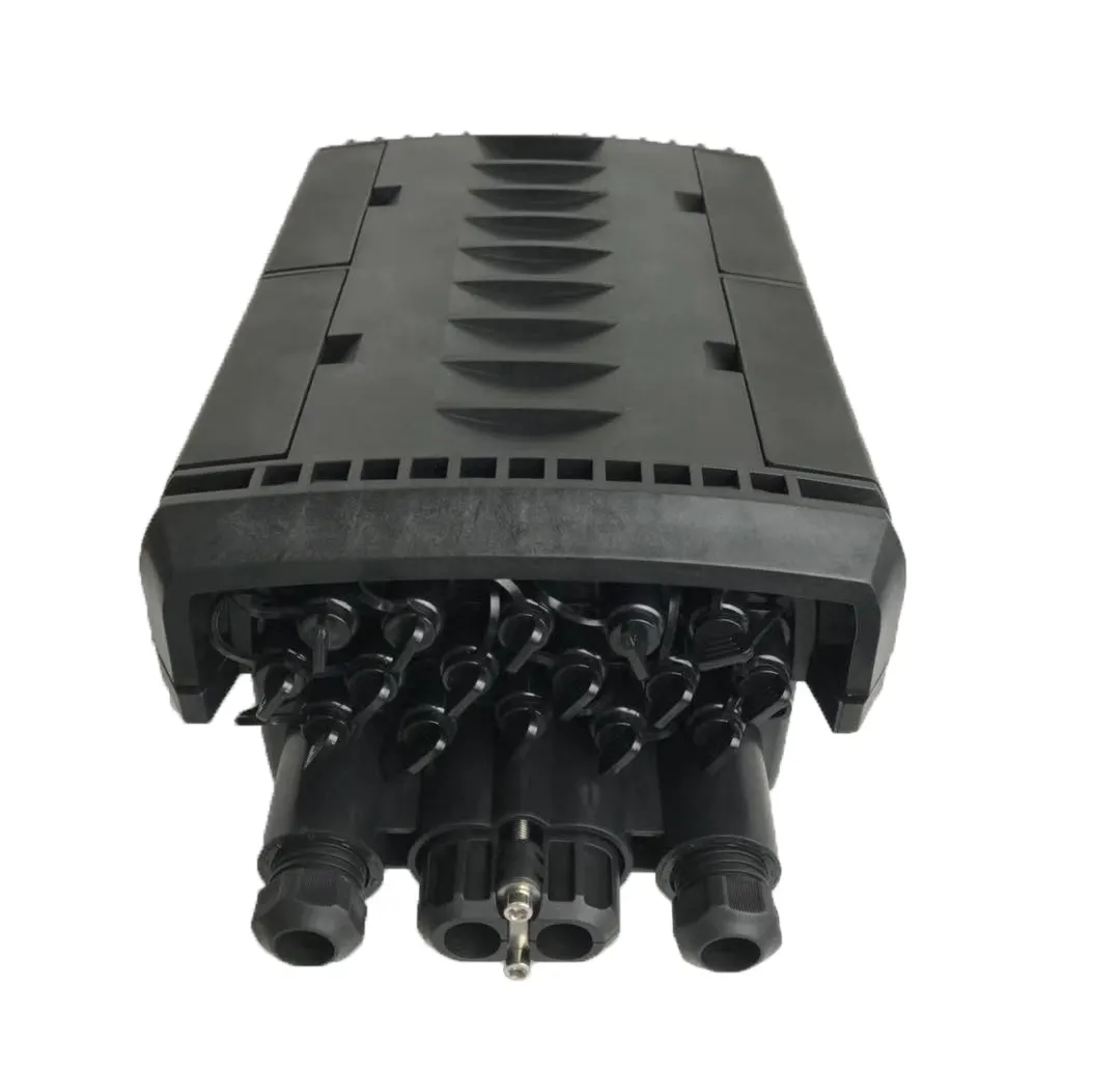 Preferential price 4 in 4 out 16/24 ports waterproof IP68 horizontal joint box fiber optic fusion splice closure