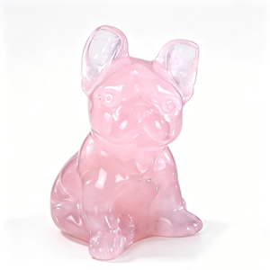 Cristal de Cuarzo Rosa Natural de Alta Calidad, <span class=keywords><strong>Bulldog</strong></span> <span class=keywords><strong>Francés</strong></span> Tallado a Mano, Piedras Preciosas Personalizables y Venta al Por Mayor Directa de Fábrica - Product Image 1