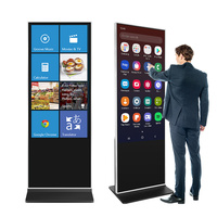 LCD Floor Standing 32-86 Inch Pemutar Video Iklan Komersial dengan CMS Gratis Totem Digital Signage dan Display Dalam Ruangan